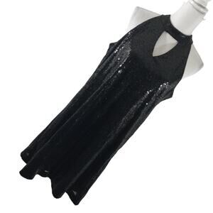 SD COLLECTION! DAZZLING BLACK SEQUINNED HALTER STYLE SWING DRESS! SZ 12
